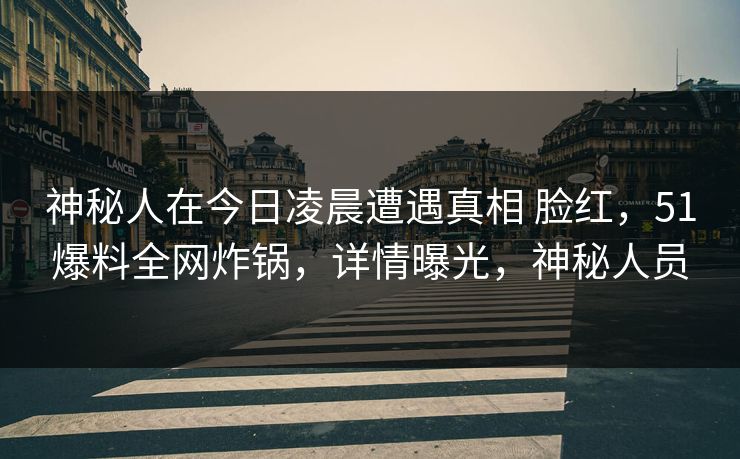 神秘人在今日凌晨遭遇真相 脸红，51爆料全网炸锅，详情曝光，神秘人员