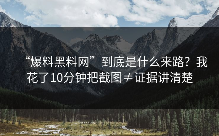 “爆料黑料网”到底是什么来路?我花了10分钟把截图≠证据讲清楚
