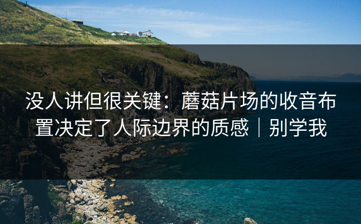 没人讲但很关键：蘑菇片场的收音布置决定了人际边界的质感｜别学我