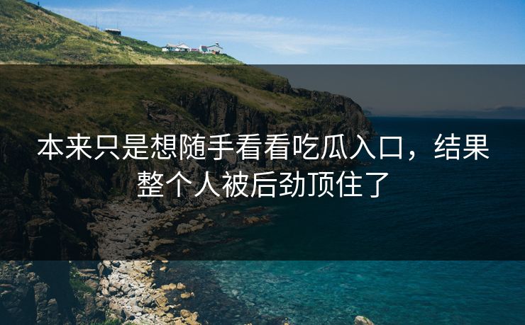 本来只是想随手看看吃瓜入口，结果整个人被后劲顶住了