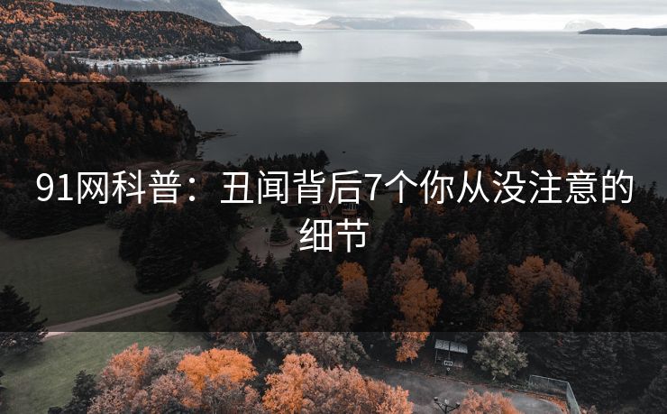 91网科普：丑闻背后7个你从没注意的细节