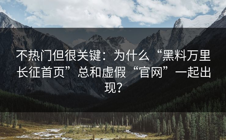 不热门但很关键：为什么“黑料万里长征首页”总和虚假“官网”一起出现？